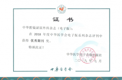 《中華腔鏡泌尿外科雜志（電子版）》2018年度優秀期刊